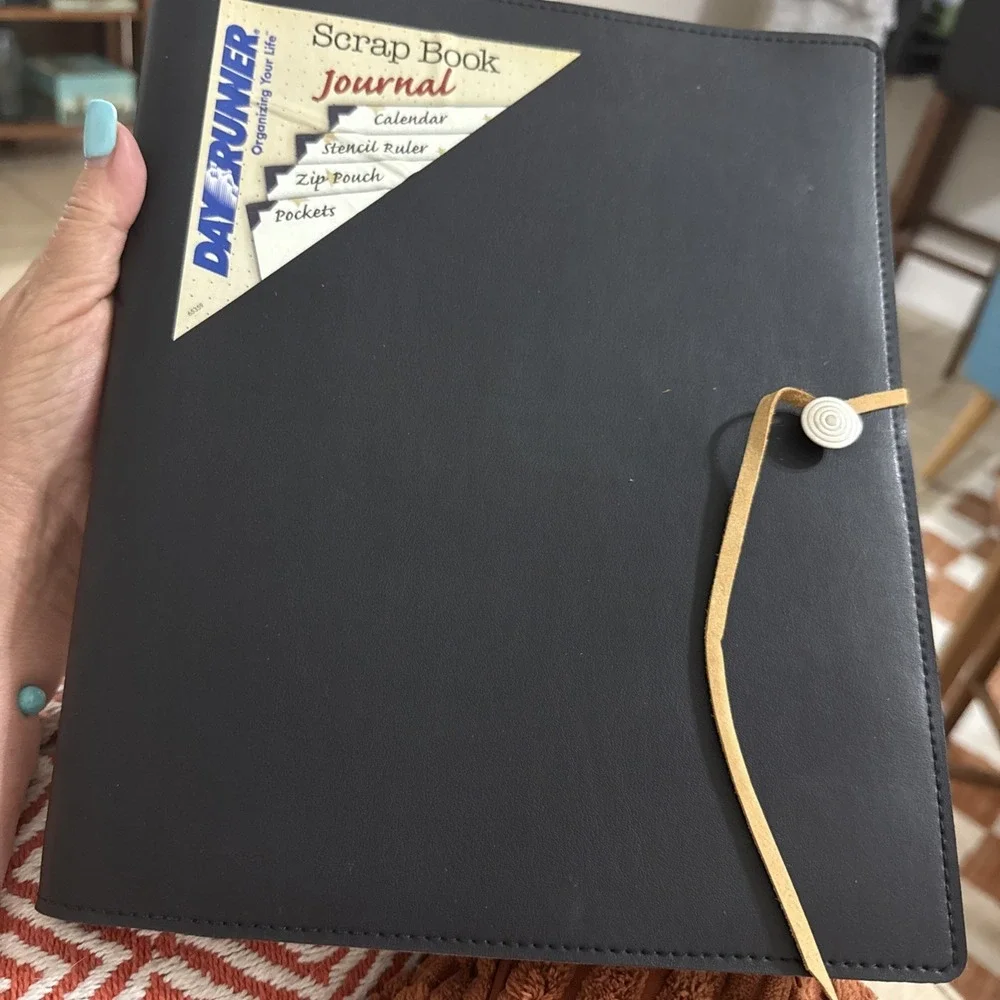 Vintage Leather Large Black Scrapbook Pouch Pockets Journal Pen Holder New